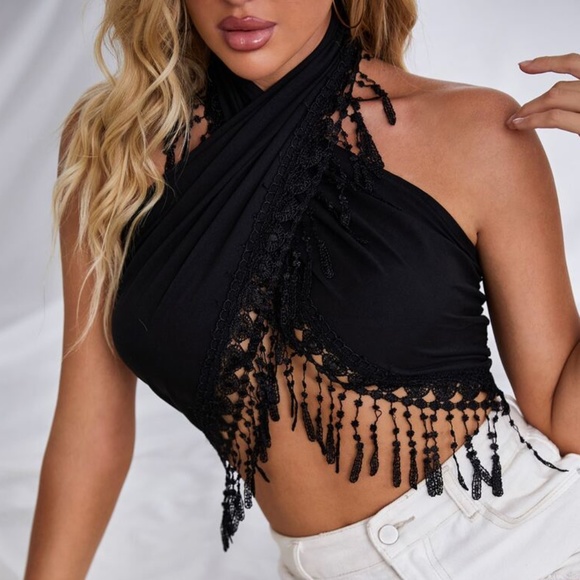 BellanBlue Black Halter Crop Top - Picture 7 of 9